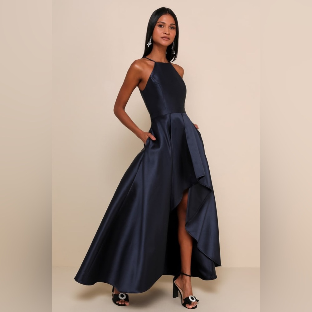 Lulu's Navy High-Low Dress - Picture 4 of 9